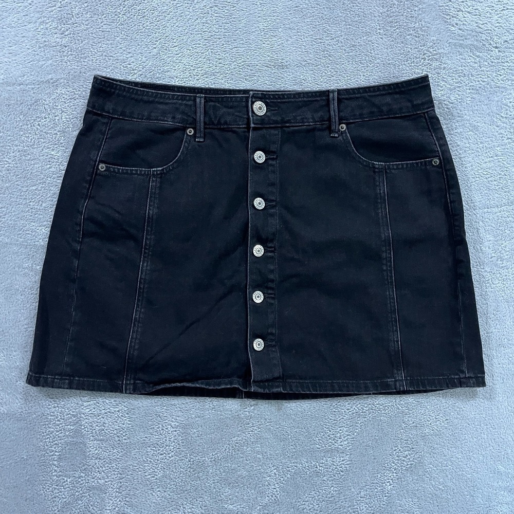American Eagle Outfitters High Rise A Line Skirt Womens 14 Black Cotton Denim